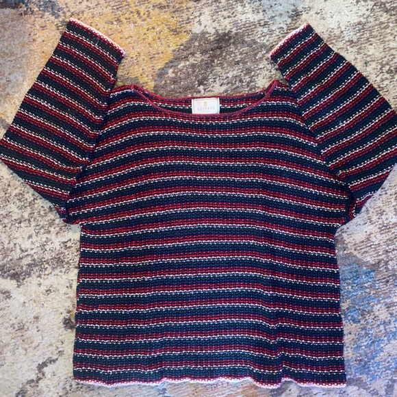 💎RARE💎Vintage 90’s Express Tricot Striped Knit Sweater, Size Medium - Picture 4 of 14